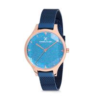 Relogio Analogico Feminino Daniel Klein Premium DK12044-5 - Azul e Rosa Ouro