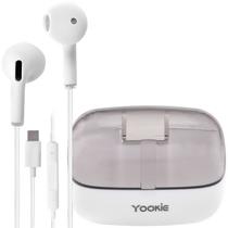 Fone de Ouvido com Fio Yookie XP206 com Microfone / 1.2 Metros / USB-C - Branco