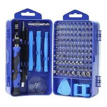 Kit de Ferramentas Assistência 115 In 1, Celular, TV, Notebook, Desktop, Consoles, Câmeras, Eletrônicos Em Geral, Azul