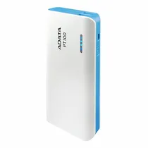 Carregador de Bateria Adata PT100 10000MAH Power Bank 02-Saidas USB Branco/Azul