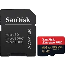 Memória Micro SD Sandisk Extreme Pro 200-90 MB/s U3 com Adaptador de 64 GB