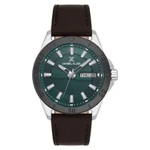 Relogio Analógico Masculino Daniel Klein DK.1.13975-4 Premium Gents / Pulseira de Couro - Preto/Prata/Verde