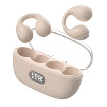 Fone de Ouvido Sem Fio F50 Clip-On Headset com Bluetooth 5.3 - Bege