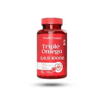 Earths Creation Triple Omega 3, 6, 9 1000MG 90 Softgels Plastico Rojo