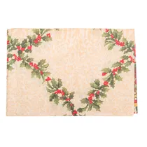 Toalha de Mesa Natal Branco com Guirnalda Verde Y Rojas 150X250 CM