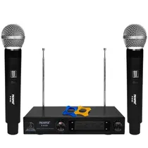 Sistema de Microfone Sem Fio Prosper P-6183 com 2 Microfones Bivolt - Preto