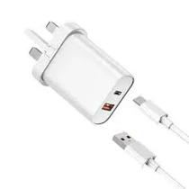 Carregador WI-U002 Eu A-C 20W c/Cable USB-A/USB-C White 090147