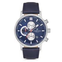 Relogio Analogico Masculino Daniel Klein DK.1.12707-2 Exclusive Gents / Pulseira de Couro Genuino - Azul Marinho/Prata