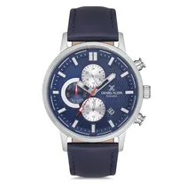 Relogio Analógico Masculino Daniel Klein DK.1.12707-2 Exclusive Gents / Pulseira de Couro Genuino - Azul Marinho/Prata