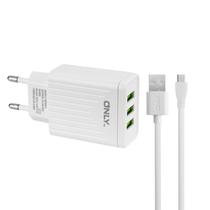 Carregador Only Turbo Mod 08 - 3X USB - com Cabo Micro USB - Branco