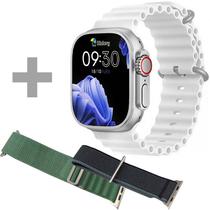 Smartwatch Blulory Ultra Max com Bluetooth - Prata/Branco + 2 Pulseiras