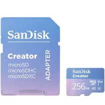 Cartão de Memória Micro SD Sandisk Creator 190-130 MB/s Uhs-I U3 V30 4K 256 GB (SDSQXAV-256G-GN6MS)