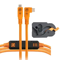Kit Cabo USB-C para USB-C Tether Tools Tetherpro 10 GBPS + Placa de Travamento - Laranja 4.6 Metros (LLPC15RTG2-Org)