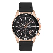 Relogio Analógico Masculino Daniel Klein DK.1.12736-3 Exclusive Gents / Pulseira de Couro Genuino - Preto/Rose Gold