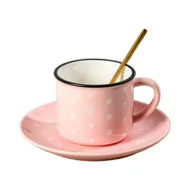 Juego de Taza Y Plato MY Cup 204103 Con Cuchara 200ML Rosa