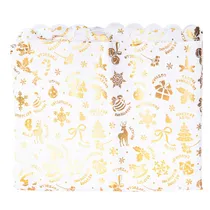 Toalha de Mesa Natal Branco com Estampa de Flocos Dourados 150X250CM