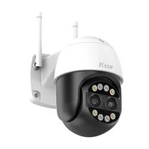 Camera de Seguranca Smart Keen A9D Dual 8X Zoom Ball Machine / HD / 4K Wifi / com 2 Antenas / Microfone / Alarma / Deteccao Humana / Visao Noturna / App Icsee - Branco/ Preto