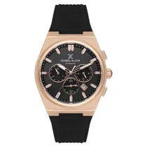Relogio Analógico Masculino Daniel Klein DK.1.13886-4 Exclusive Gents / Pulseira de Silicone - Preto/Rose Gold