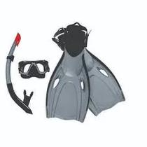 Bestway Kit de Buceo Mascara + Snorkel + Aletas L 14 Black Sea