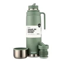 Garrafa Térmica Terrano Premium - 1L - com Alça Rígida - Verde Oliva