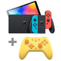 Console Portatil Nintendo Switch Oled JP de 7.0" com 64GB + Controle Sem Fio Gamesir Nova Lite T4N - Golden Yellow