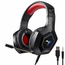 Fone Gamer Kolke KGA-514 Balder RGB / com Fio - Preto / Vermelho