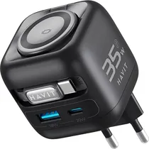 Carregador de Parede Havit NV-UC250S com Cabo Retrátil 4 Em 1 35 W - Preto