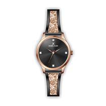 Relogio Analogico Feminino Daniel Klein Premium DK.1.12314-7 - Preto e Rosa Ouro