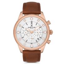 Relogio Analogico Masculino Daniel Klein DK.1.12723-5 Exclusive Gents / Pulseira de Couro Genuino - Marrom/Rose Gold