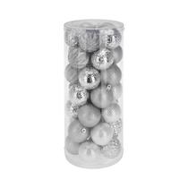 Set de Pelotas Navidenas KPM 045730 6 CM Plata 35 Unidades