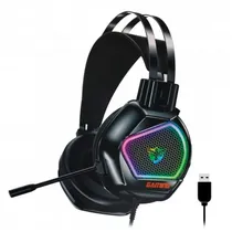 Fone USB Sate c/Mic AE-301 RGB Preto