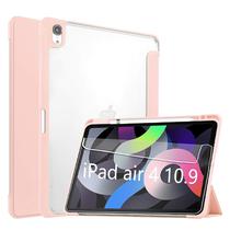 Capa para Tablet / iPad 10.9 4LIFE com Compartimento para Pencil - Transparente/Rosa