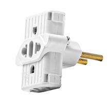 Adaptador de Tomada Benjamim (T) 3 Em 1 - 10A/250V - Branco