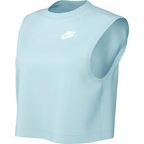 Camiseta Regata Nike Feminino Sportswear Club CRP Tee M Azul Claro - FV5505474