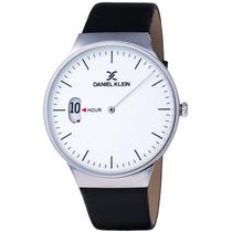 Relogio Analogico Daniel Klein Fiord DK11908-1 Masculino Pulseira de Couro - Preto e Prata