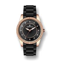 Relogio Analogico Feminino Daniel Klein Premium DK.1.12262-5 - Preto e Rosa Ouro