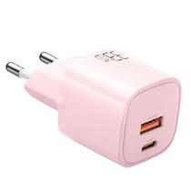 Carregador Celular CH-0156 33W s/Cable Dual USB-C/USB-A Pink