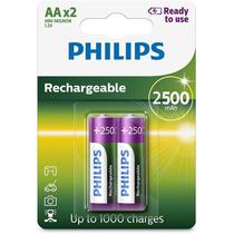 Pilha Philips R6B2RTU25/97 - AA - 2500MAH - 2 Unidades - Recarregavel