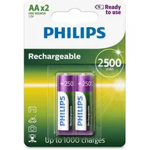 Pilha Philips R6B2RTU25/97 - AA - 2500MAH - 2 Unidades - Recarregável