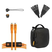 Kit Cabo USB-C para USB-C Tether Tools Tetherpro 10 GBPS para Câmera + Suporte + Bolsa - Laranja 4.6 Metros (BTKC15G2-Org)