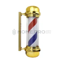 Barber Pole Iluminado Dourado Giratório Sem Esfera de 68CM 220V