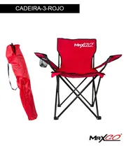 Maxgo Silla Plegable Con Porta Lata CADEIRA-3 7329 Hasta 90 Kilos Rojo
