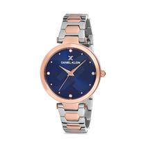 Relogio Analogico Feminino Daniel Klein Premium DK12048-6 - Prata e Rosa Ouro