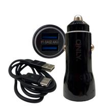 Only Carregador para Automovel 2USB+Cabo Tipo C 12V Preto