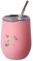 Cuia Térmica Big Life Mickey Mouse Cup 3 Em 1 com Bomba 350ML - Rosa