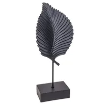 Estátua Decorativa Em Forma de Folha 41 CM Preto