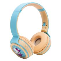 Fone de Ouvido Sem Fio MA-10 Hello Kitty Wireless Headphone com Bluetooth / FM - Amarelo/Azul Claro