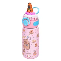 Garrafa Térmica com Bico e Design de Capivara 400ML - Rosa