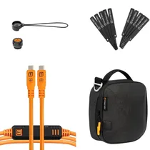 Kit Cabo USB-C para USB-C Tether Tools Tetherpro 10 GBPS para Câmera + Suporte + Bolsa - Laranja 4.6 Metros (BTKC15G2-Org)