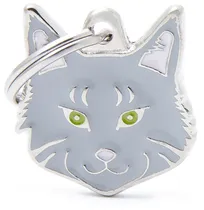 Medalha de Identificação Myfamily Friends Gato Maine Coon Malhado Prateado MF39